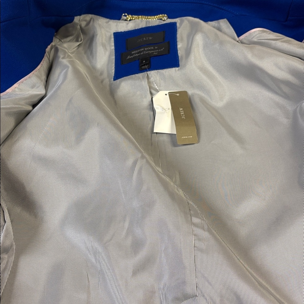 J. Crew Melton Wool Double Breasted Cropped Pea Coat Royal Blue Size 8 NWT - Picture 7 of 8